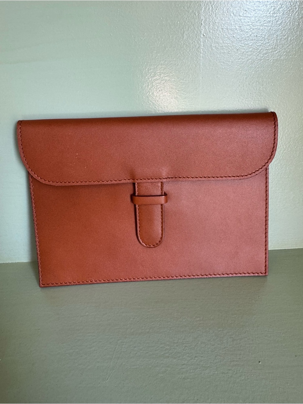 Vintage Neiman Marcus Horchow Italian Leather Pouch Clutch Case Made in Italy 7"